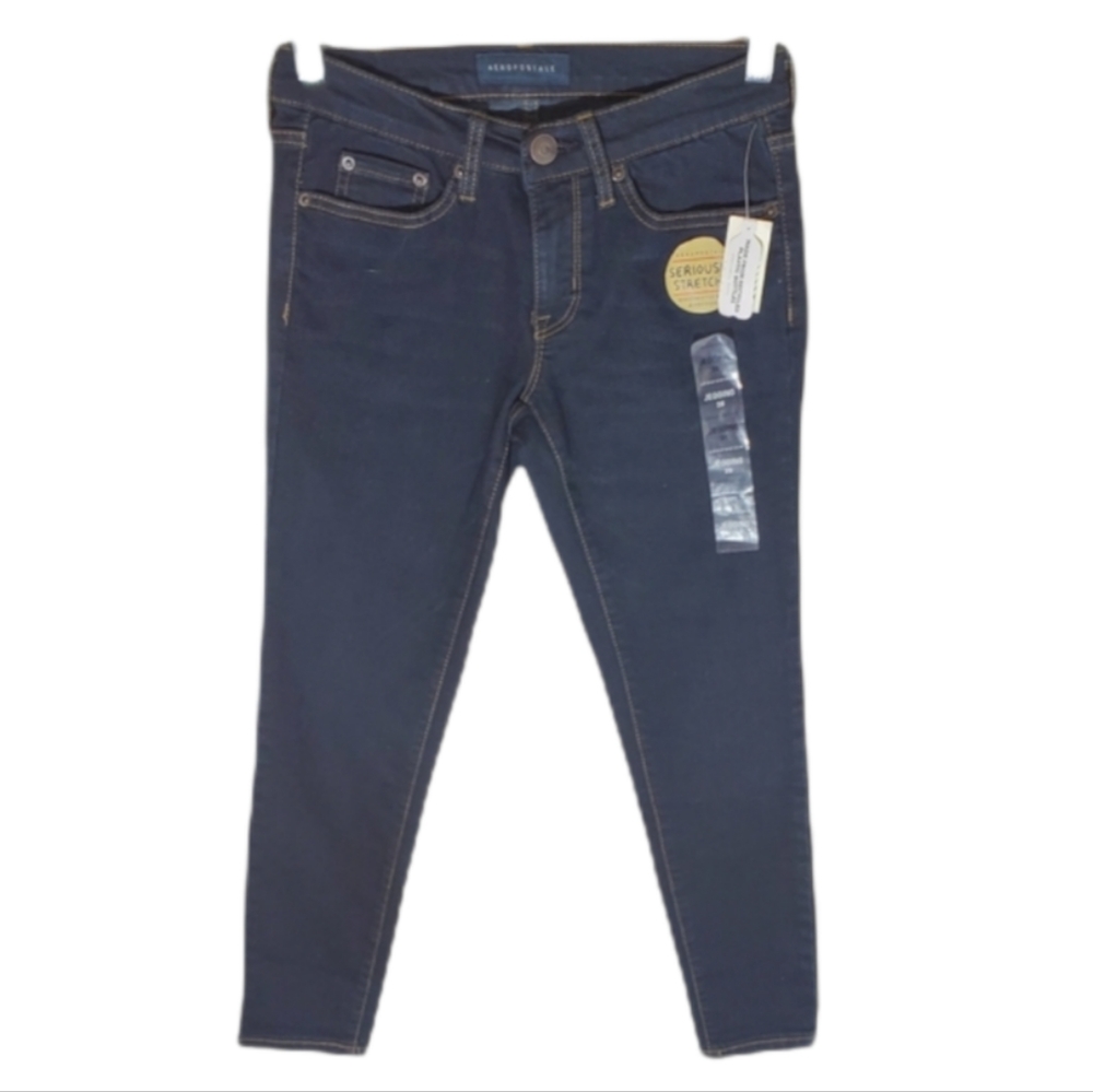 Aeropostale seriously stretchy low rise skinny jeggings jeans dark wash size 2